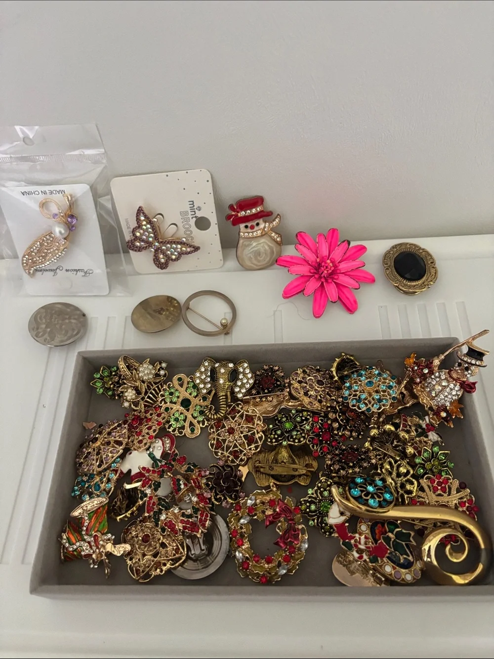 Assorted Women's Fashion Brooches and Pins - Gold-Tone with Multi-Color Accents
